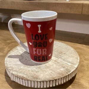 I Love You Fur Real 12 ounce Beverage Mug Red/Black/White